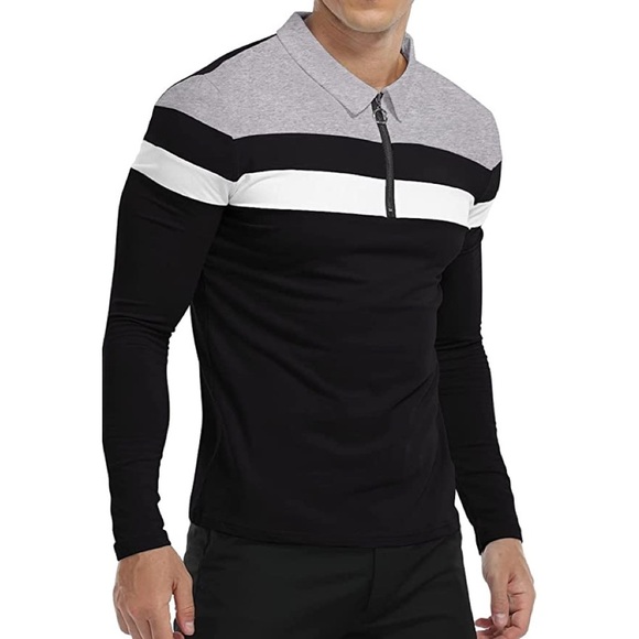 Long Sleeve Polo Shirt Other - Mens New Long Sleeve Polo Shirt Multiple Sizes Black